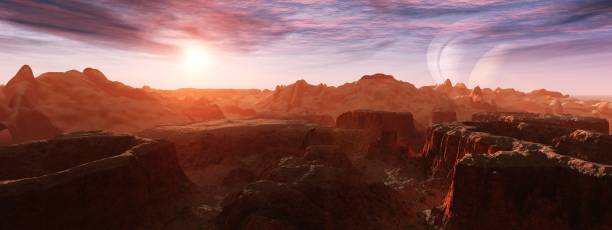 istock Panorama of Mars at sunset 1257976694