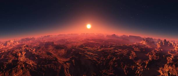 istock Panorama of Mars at sunset 1257976704