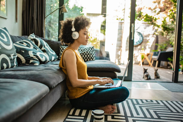 istock A woman is working from home on a laptop 1257977052
