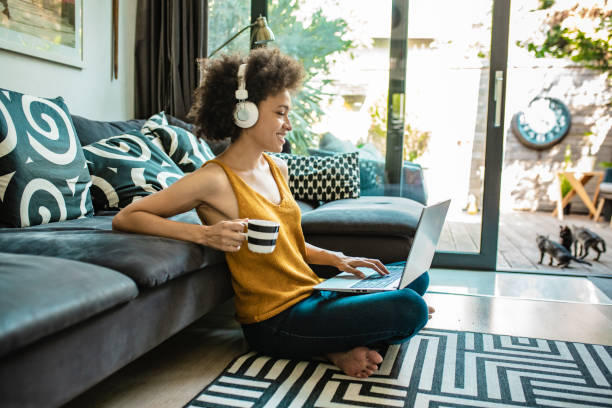 istock A woman is working from home on a laptop 1257977056