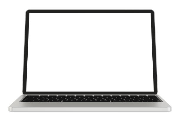 istock Laptop isolated on white background. 3d illustration. 1257979884