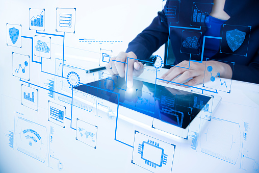 visual touch screen on office table