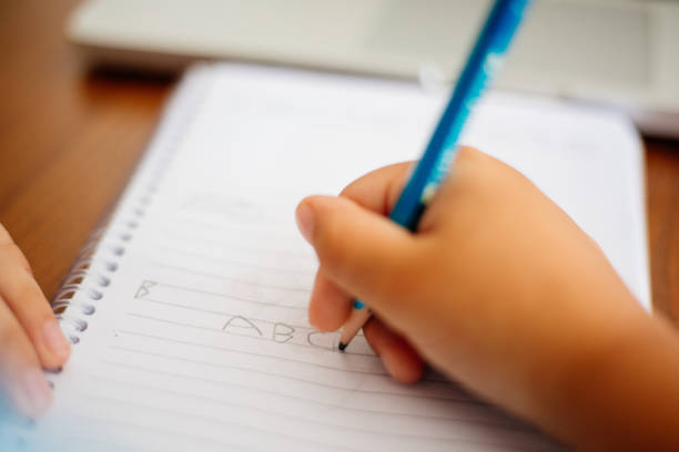 istock Little boys attending to online school class 1257981938