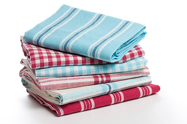 istock A set of folded plaid kitchen towels 125798439