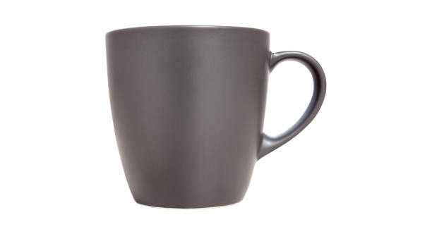 tasse grise, tasse isolée sur un fond blanc - tea cup cup shape red photos et images de collection