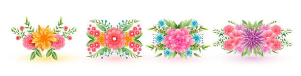 istock set of four decorative flowers beautiful design 1257993326