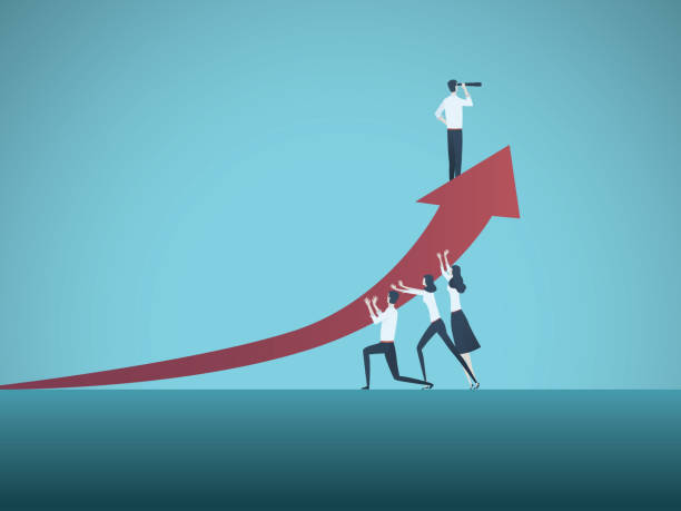 istock Business success vector concept. Teamwork to achieve great results, growth. Symbol of leadership, challenge, progress, improvement, ambition. 1257994259