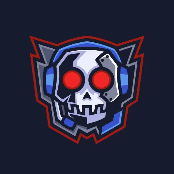 Vector illustration of Skull headset emblem logo design