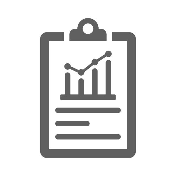 ikona raportu wzrostu / kolor szary - audit business ideas concepts stock illustrations