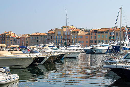 Yachts moored in the Port of Saint Tropez, France