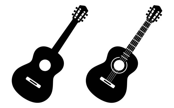 ilustrações, clipart, desenhos animados e ícones de ícone da guitarra. violão. ilustração vetorial - guitar