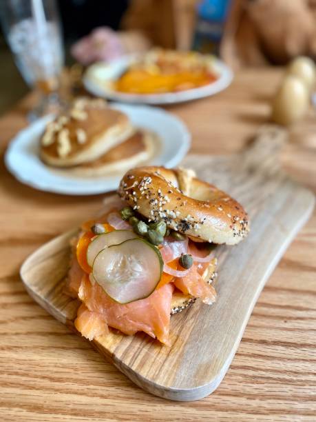 istock Alaskan Smoked Salmon Sandwich for Breakfast Brunch Lunch 1258006911