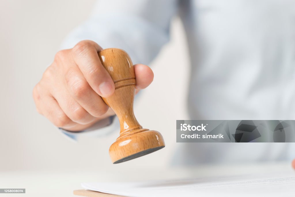 Stamping Document Stamping document. Shorthand Stock Photo