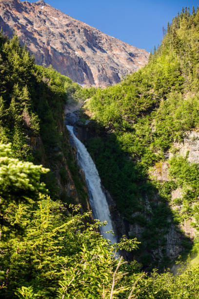 Twin Falls, Smithers BC Twin Falls waterfall is a short drive and then a short hike from downtonw Smithers, BC. smithers british columbia stock pictures, royalty-free photos & images