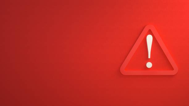 istock 3D attention warning alert sign with exclamation mark symbol on red background. Concept danger, risk, alert, attention information symbols. 1258008111