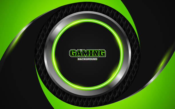 istock Abstract futuristic black and green gaming background with modern esport shapes. 1258010394