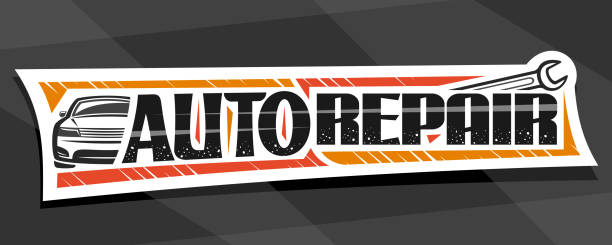 ilustrações de stock, clip art, desenhos animados e ícones de vector banner for auto repair - 4724