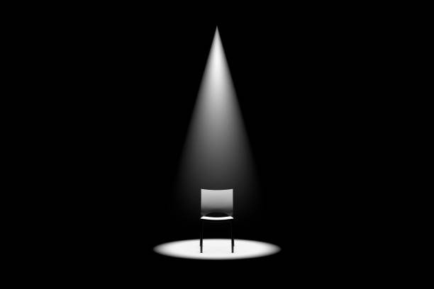 foto de archivo 3d spot light on the chair - stage light flash fotografías e imágenes de stock