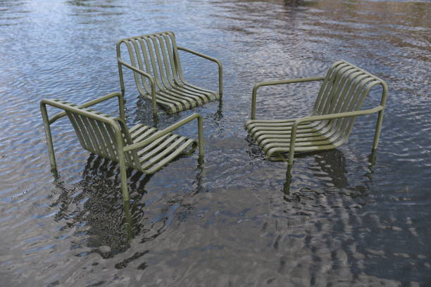 flooded metal chairs