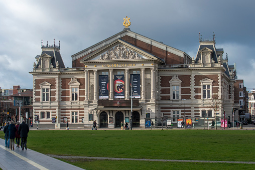 Exterior view of  the Royal Concertgebouw music venue, Amsterdam, Netherlands.
