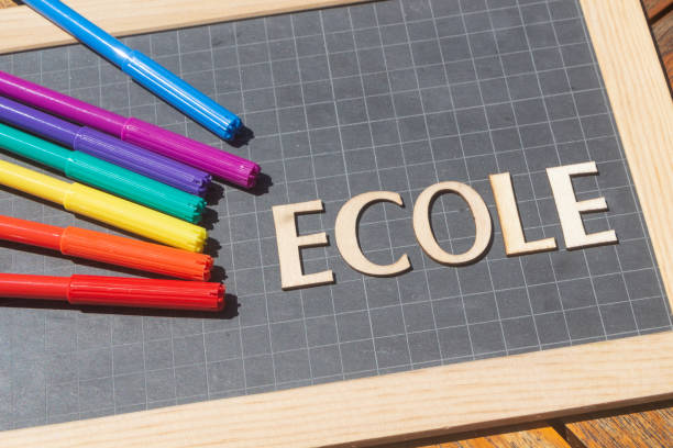 istock Felt-tip pencils and chalkboard slate with school 1258020234