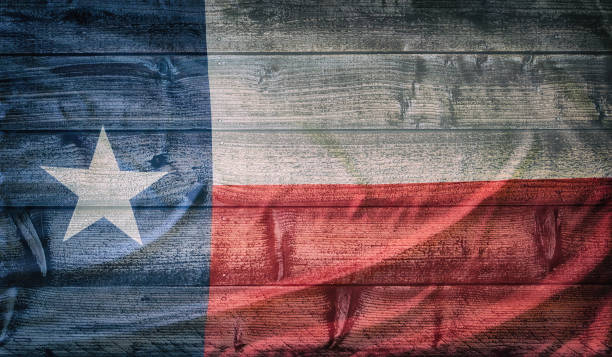 wzór flagi stanu teksas na drewnianej fakturze deski - flaga teksasu zdjęcia i obrazy z banku zdjęć
