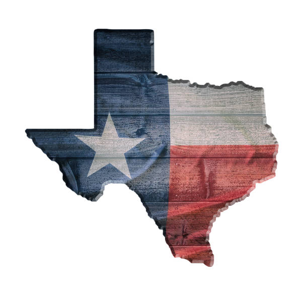 textura de madera de bandera de texas en el esquema del mapa estatal contra el fondo de la tabla de madera - lone star symbol fotografías e imágenes de stock