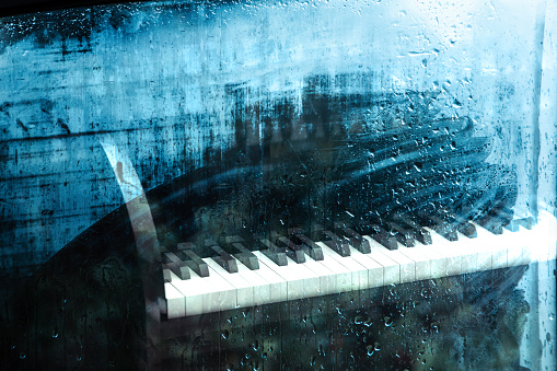 Piano music concept abstract background. 3d illustration