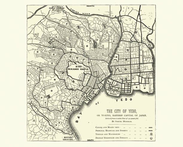 istock Vintage map plan of Yedo (Tokyo), Japan, 1870s, 19th Century 1258024875
