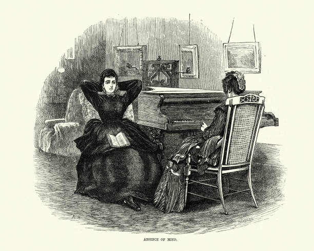 istock Victorian ladies relaxing with book and piano, 1870s, 19th Century 1258024926
