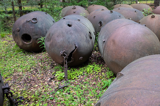 Sea mines left behind by the Soviet army