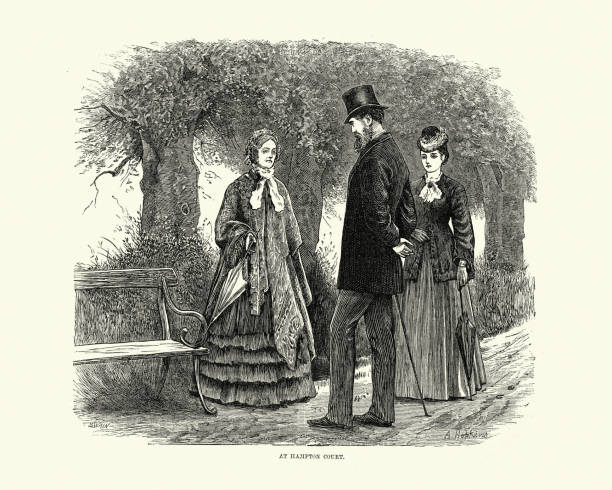 istock People walking in the park at Hampton Court, Victorian, 1870s 1258025057