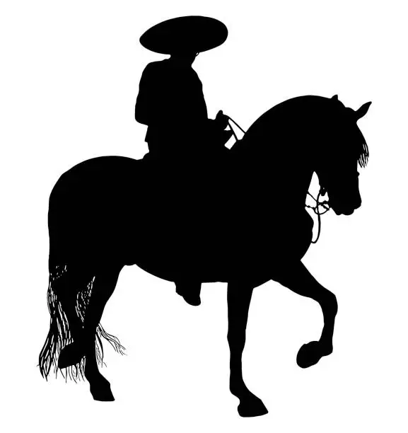 Vector illustration of Mexican Cowboy on a Charro Horse