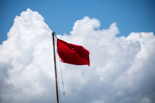 istock No Swimming Flag Red Flag 1258042659