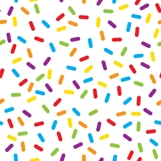 Sprinkles Pattern 1 Vector illustration of multi-colored sprinkles in a repeating pattern against a white background. nonpareils stock illustrations