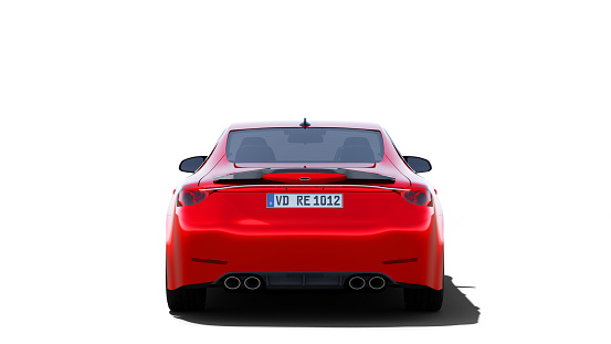 red generic sports car, isolated on white background,  3D, car of my own design.