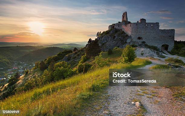 Ruin Of Castle With Sun Stock Photo - Download Image Now - Castle, Slovakia, Trenčín