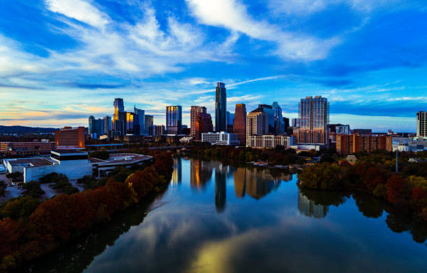 istock Austin Texas Sunset Reflections on Lady Bird Lake 1258051428