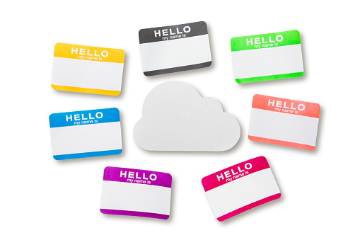 Hello Name Tag Sticker with clipping path.