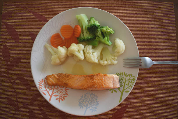 istock Delicious and healthy Eating, Salmon and mixed Vegetable 1258051597