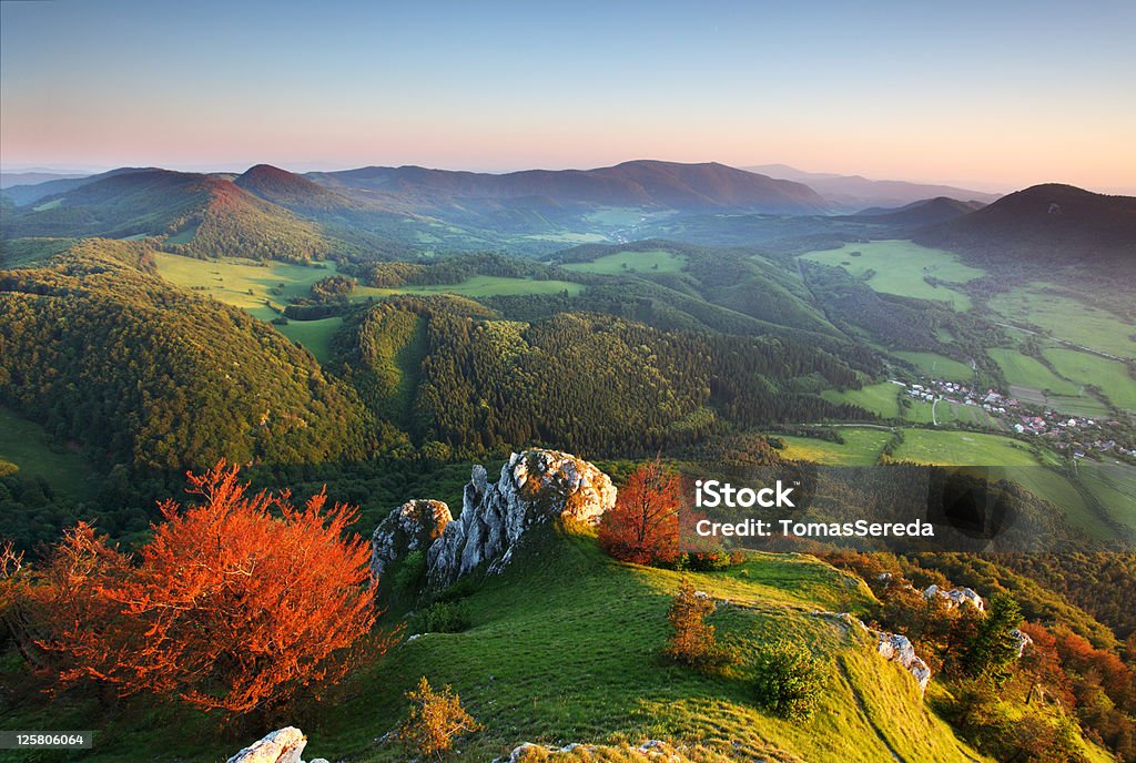 An overhead autumn mountain view Beautiful mountain landscape Beauty In Nature Stock Photo