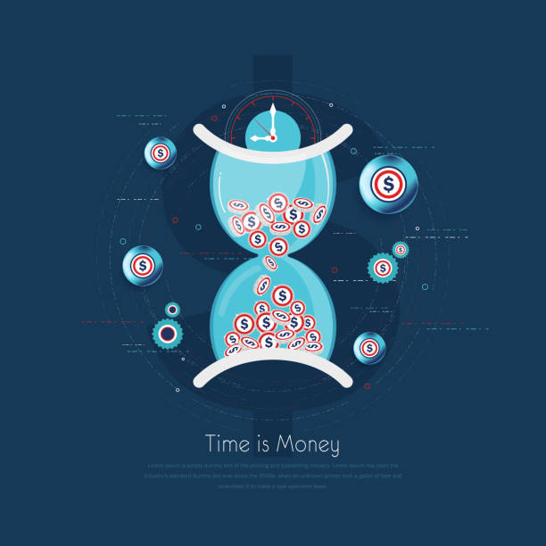 zeit ist geldkonzept-aktienillustration - time time is money clock dollar sign stock-grafiken, -clipart, -cartoons und -symbole