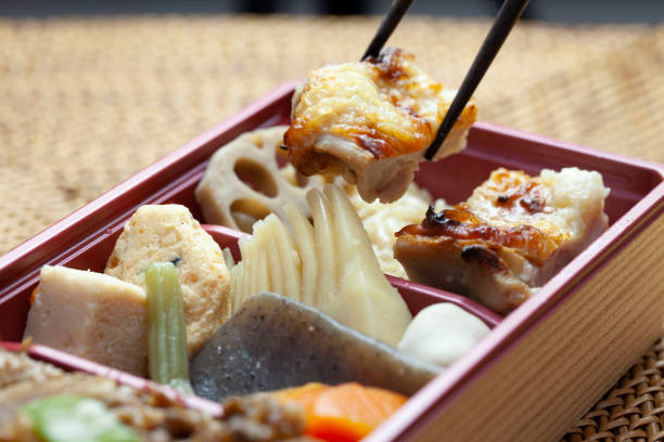 istock A bento with a beef bowl and Japanese side dish 1258071976