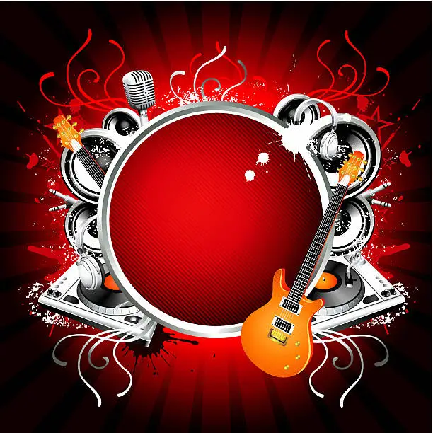 Vector illustration of Red music template
