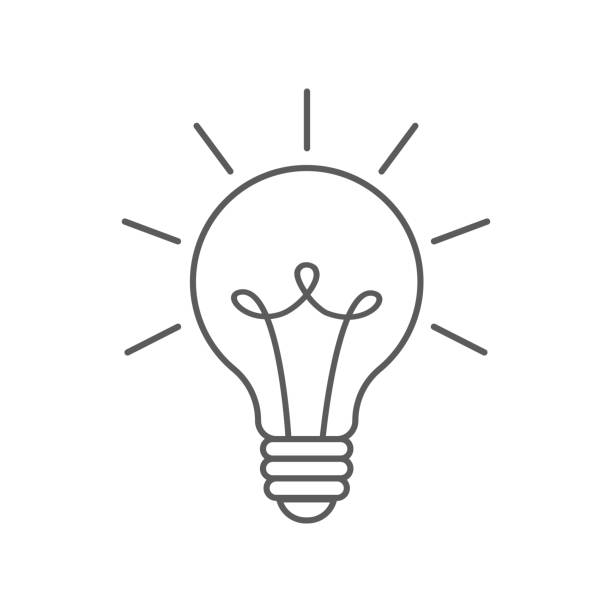 żarówka z promieniami świeci. symbol energii i idei izolowany na białym tle. - light bulb compact fluorescent lightbulb lamp fluorescent light stock illustrations