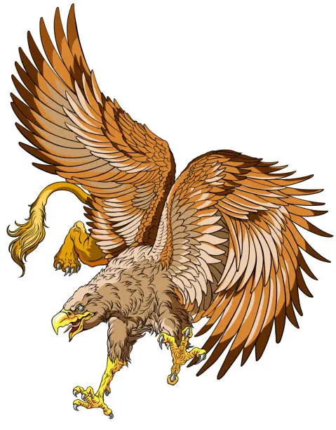 Vector illustration of flying griffin or griffon