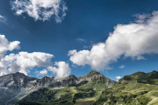 istock Wide angle landscape on Italian Alps, Lombardy 1258085243