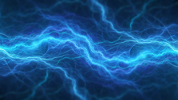 istock Blue abstract fractal lightning, plasma background 1258087168