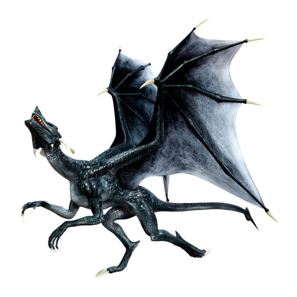 istock 3D illustration fantasy dragon on white 1258089078