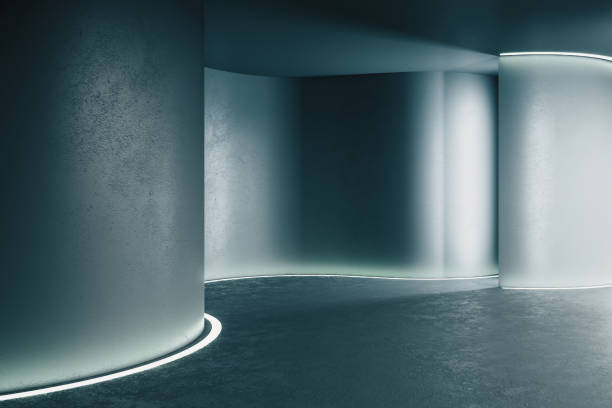 istock Abstract gray futuristic warp in interior. 1258092551